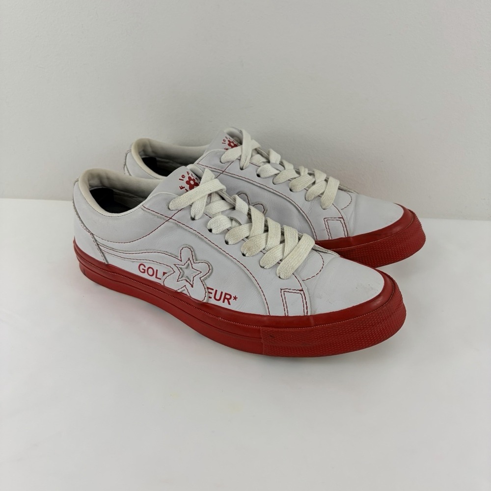 Converse Golf Le Fleur One Star Ox White‎ Red Leather Sneakers Men 7.5 Women 9.5